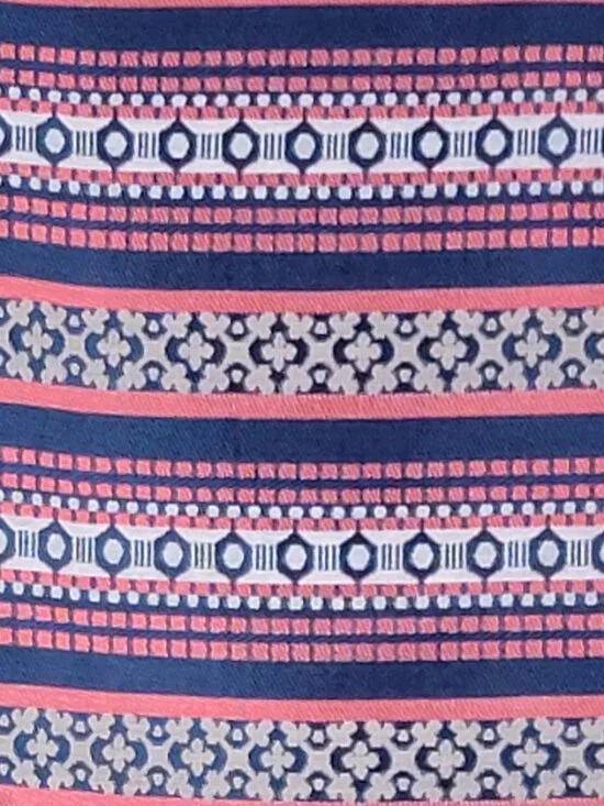LOFT Coral Navy Gold Tan Aztec Stripe Cotton Blend A-line Mini Skirt - 2P - Picture 3 of 9